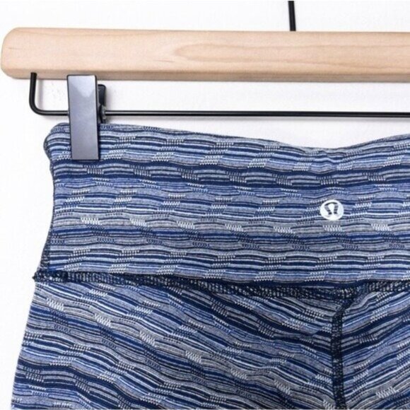 Lululemon Wunder Under Crop Legging 4 Space Dye Twist Sapphire Blue High Rise - Picture 7 of 7